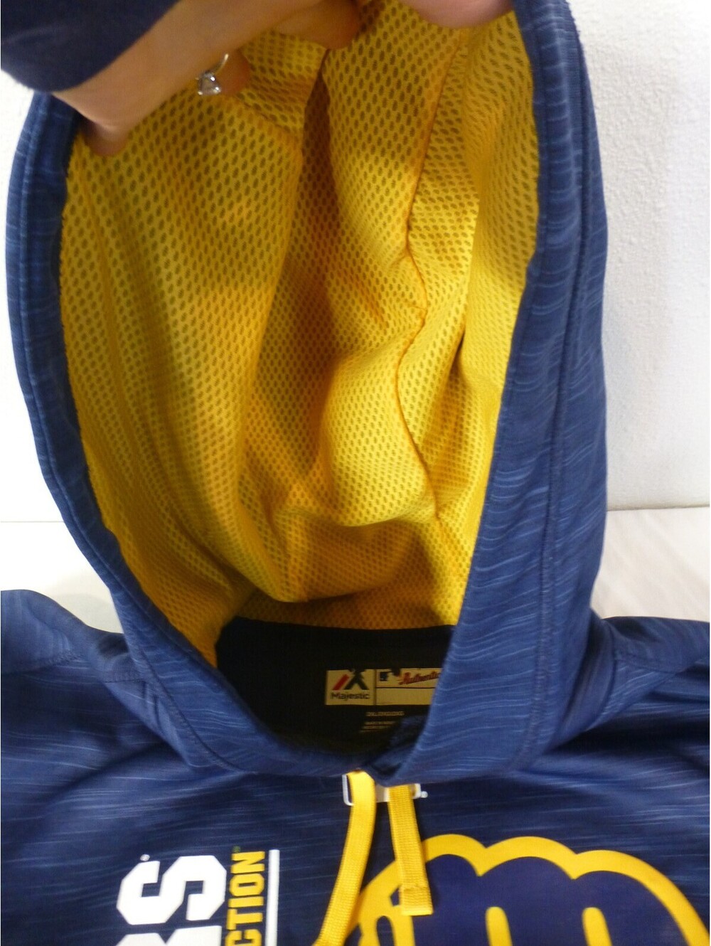 Majestic MLB Milwaukee Brewers Hoodie 2XL Men's Navy Blue Activewear K3A - Picture 12 of 16